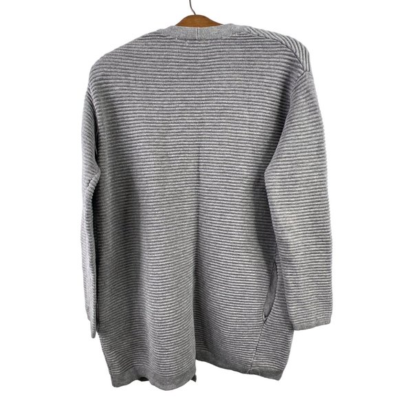H&M Basic Open Front Ribbed Cardigan Sweater Womens XS Gray Cotton Viscose Soft - Picture 2 of 7